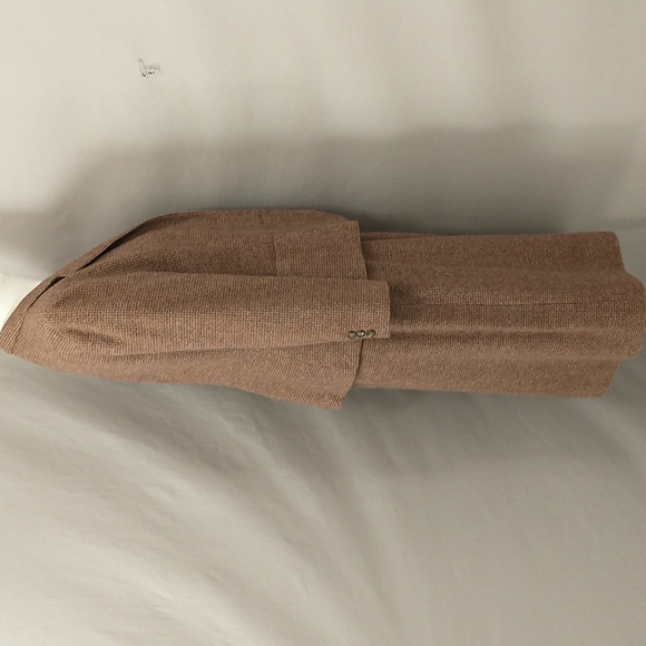 Vintage Tweed Suit USA md Neutral Woven Wool Timeless Classic Skirt Blazer &Belt - Picture 4 of 12